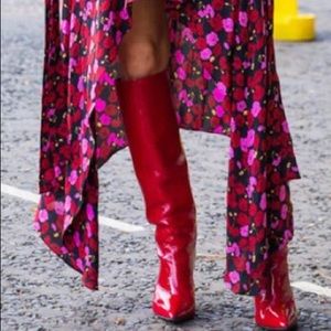 LUSCIOUS RED POINT TOE BOOTS